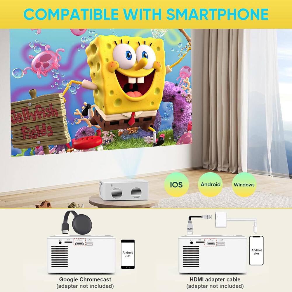 🔥Mini Bluetooth Portable Movie Projector Full HD 1080P Supported BNWT🔥 - Picture 5 of 9